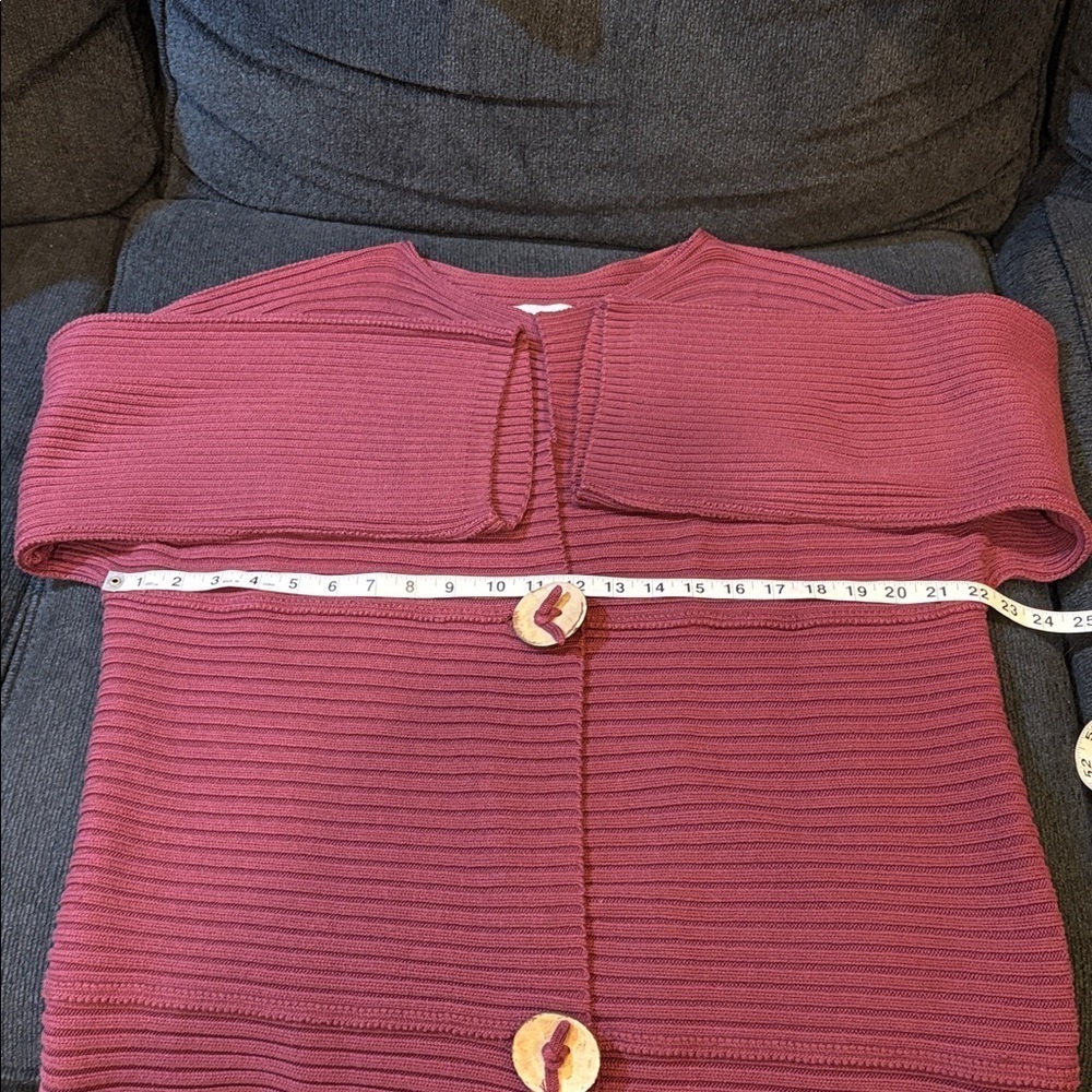 Modern Soul Lagenlook Burgundy Button Front Cotton Blend Cardigan Sweater-Size L - Picture 13 of 13